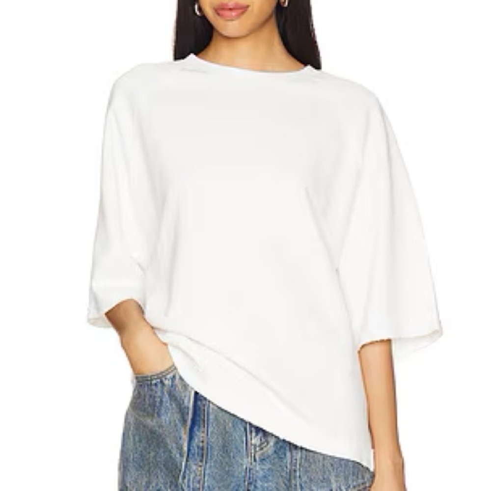 Free People White Short Sleeve Relaxed Tee